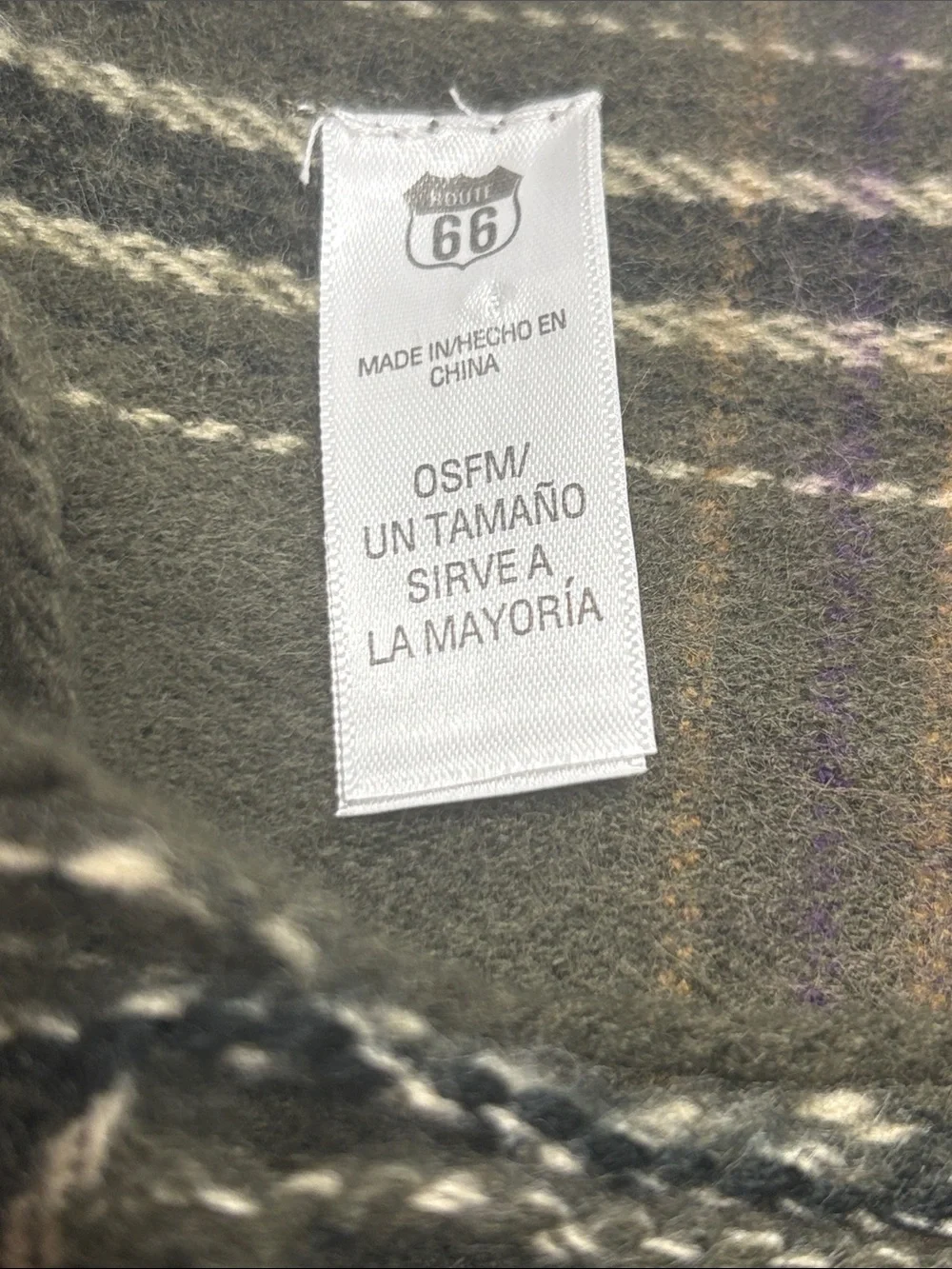 Route 66 Olive Scottish Tartan Knit Scarf with Purple Accent CV